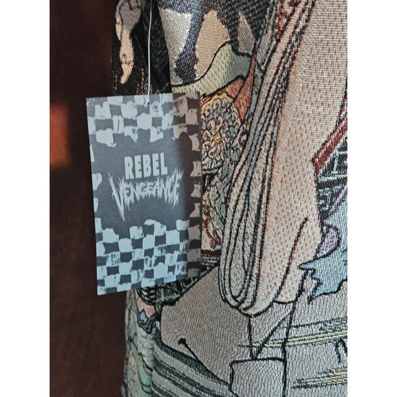 Rebel Vengeance LARGE All Over Print Japanese Samurai Skull Short Sleeve Jacket - Picture 10 of 14